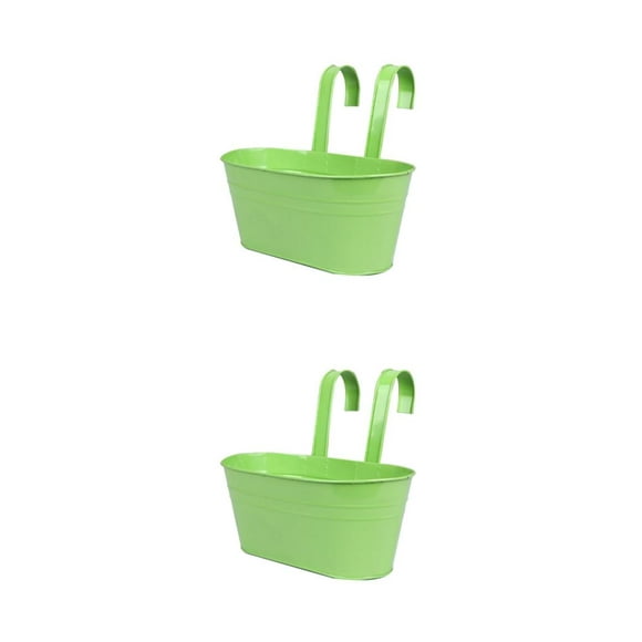 keepw Iron Herb Garden Planter Outdoor Balcony And Fence Planters Different Rainbow Colors Detachable Light Green 2Set