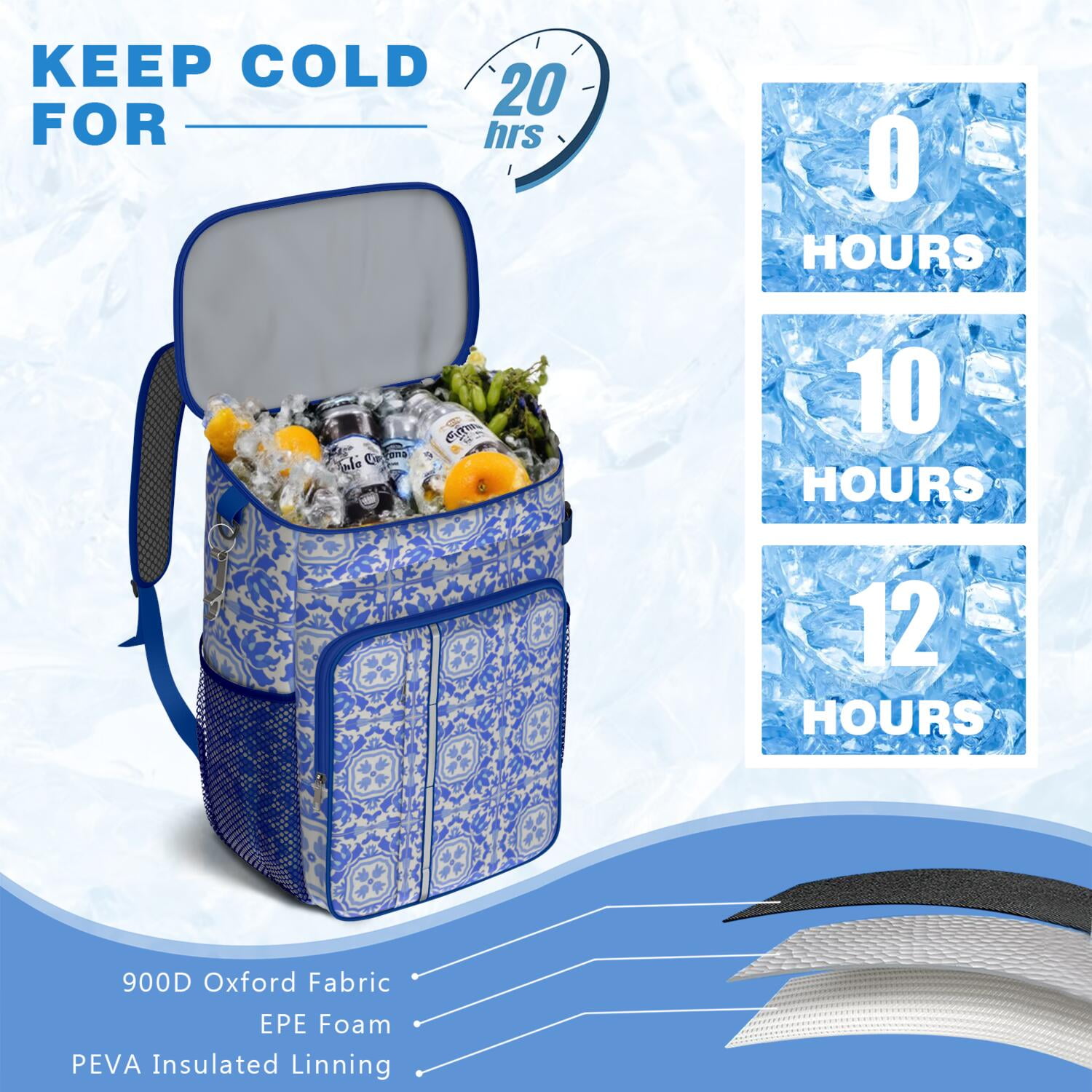 Cooler Backpack Insulated Backpack Cooler for Men & Women,Bohemian Tribal Lunch Backpack for Picnic Lunch Hiking