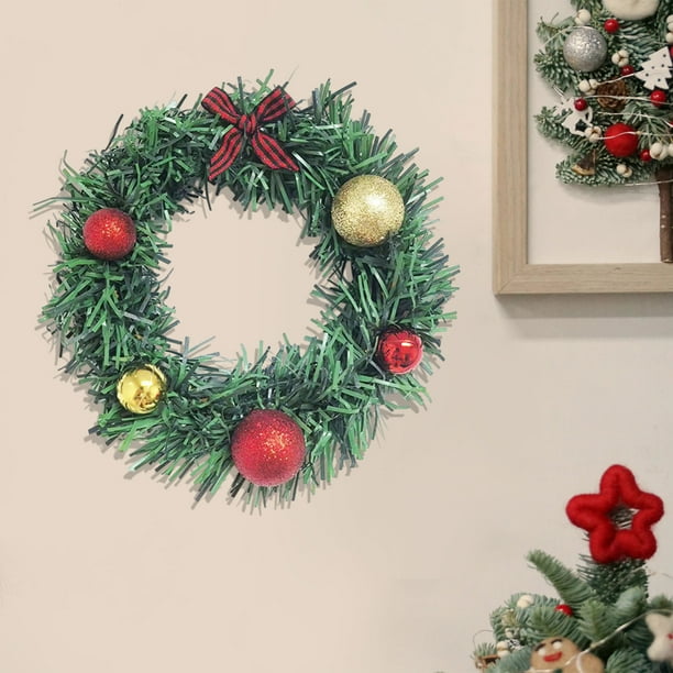 Corona de bolas navideñas de PVC, adornos navideños, corona de lazo con bolas navideñas, mini corona con candelabros, decoración de mesa para el hogar, decoraciones de Halloween, decoración de otoño,