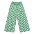thumbnail image 6 of Girls Plaid Cotton Linen Pants High Waist Lounge Pant Y2K Casual Wide Leg Trousers with Pockets Green 140, 6 of 6