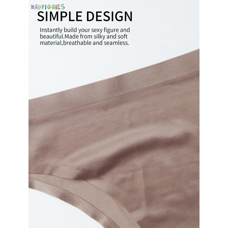 BadPiggies Women's Ice Silk Comfortable G-string Briefs Panties Sexy Thong  Seamless Underwear Lingerie (L, Navy) 