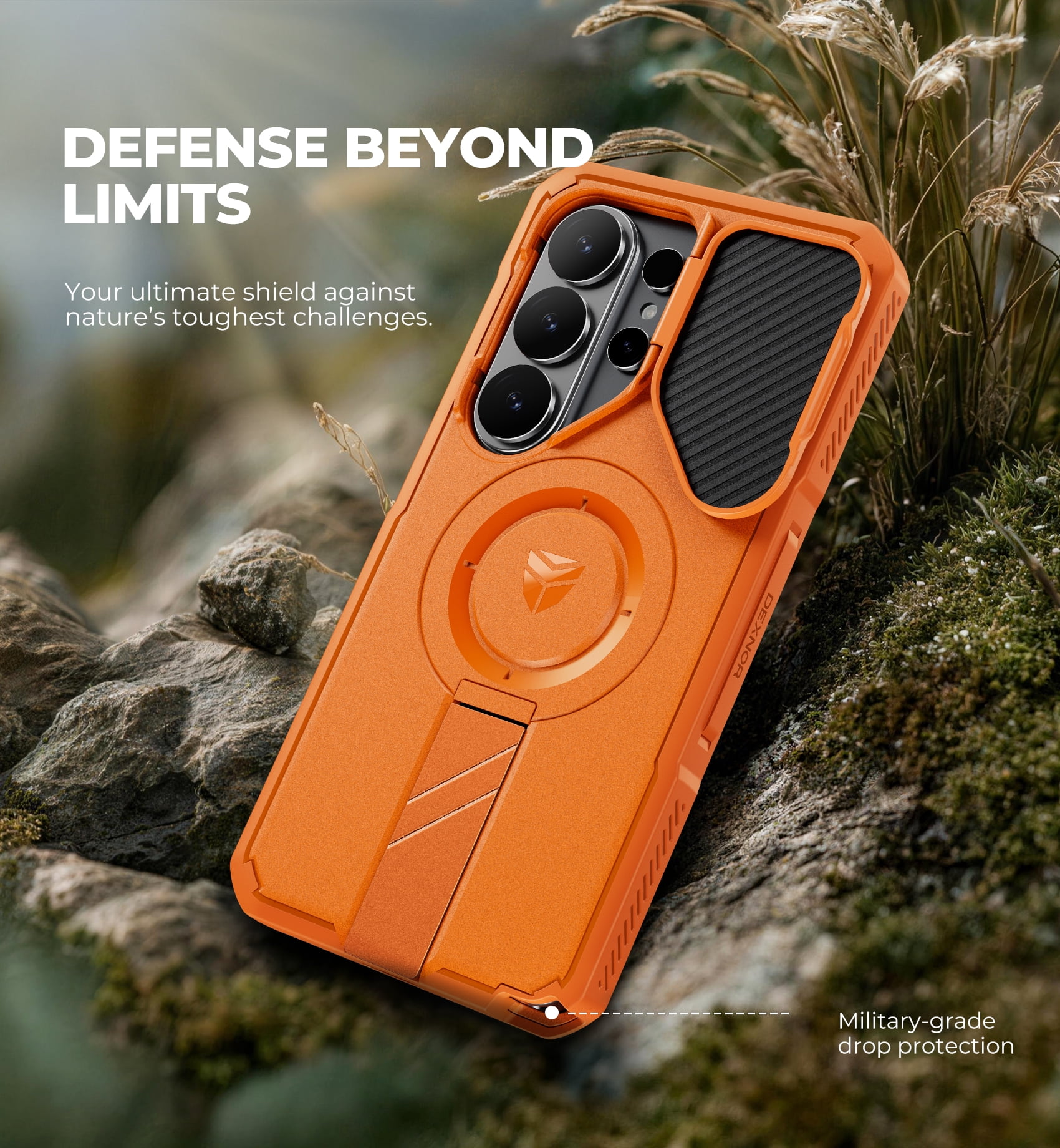 Dexnor for Samsung Galaxy S26 Ultra Case with Camera Cover & Adjustable Kickstand & Screen Protector, Compatible with MagSafe, Rugged Shockproof Bumper Cases Magnetic Protective Cover,6.9" Orange