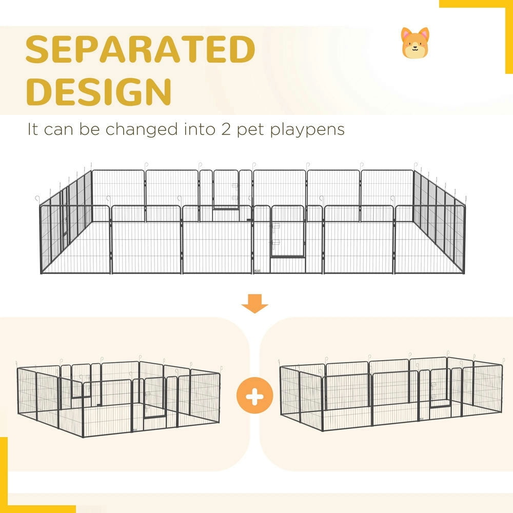 GVN 24 Panel Dog Playpen for Small and Medium Dogs with Lockable Door, 15.7' x 15.7' x 2.6'