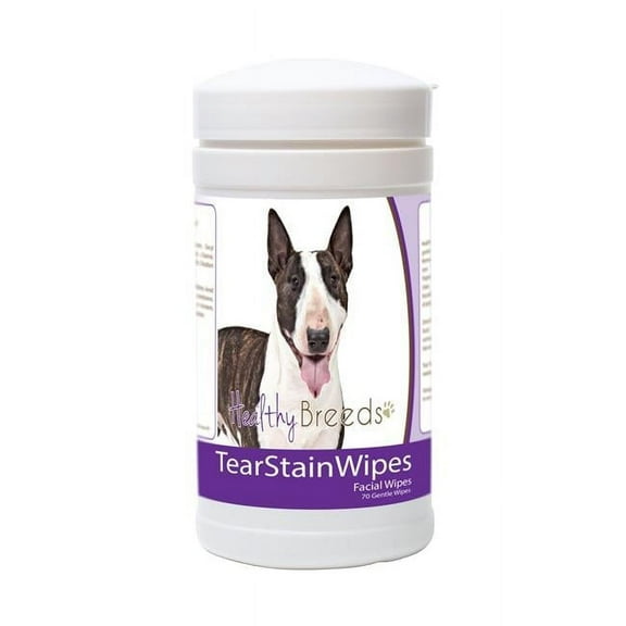 Healthy Breeds 840235176411 Miniature Bull Terrier Tear Stain Wipes - 70 Count