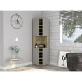 thumbnail image 2 of Depot E-Shop Mecca Corner Bar Cabinet With 4 Doors, 8 Shelves, 10 Cubbies, And Glass Rack, Macadamia/ Taupe, 2 of 5