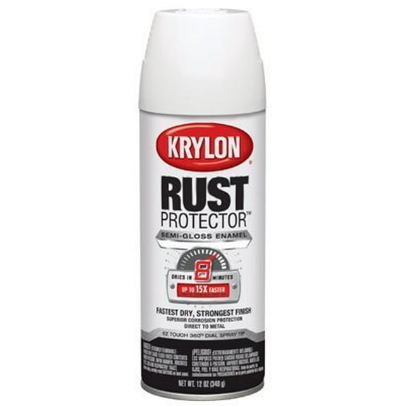Krylon Rust Preventative Enamel Semi-Gloss White 12oz. Aerosol Can - Lot of 6