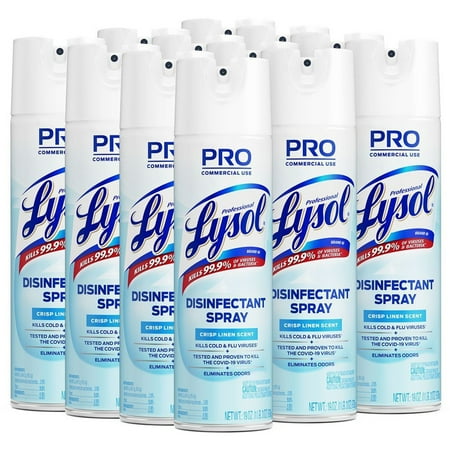 Professional LYSOL Disinfectant Spray, Crisp Linen, 19 oz, 12 Count