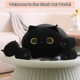 thumbnail image 2 of Peluche SQEQE con forma de gato negro con 4 lindos cojines para bebés, regalo para niños, 2 of 9