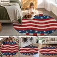thumbnail image 6 of 4th of July Large Area Rugs for Bedroom Living Room, Soft Non Slip Carpet Bedside Rug, Vintage Red Beige Stripes Independence Day Round Floor Cover Kitchen Accent Rug 4' for Dining Room/Office, 6 of 9