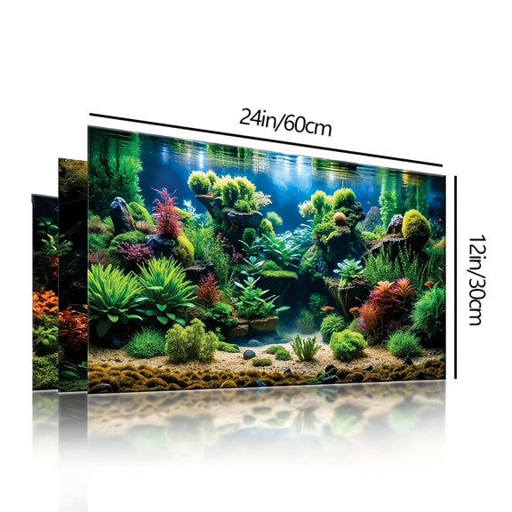 3D Coral Reef Aquarium Background Sticker, Realistic Underwater Scene with Fish Design, Reusable Adhesive Easy Apply, HD Blue Ocean Decor for Saltwater Freshwater Fish Tanks
