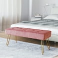 thumbnail image 3 of Kithkasa Modern Tufted Entryway Bench,Velvet Gold Legged for End of Bed,Pink, 3 of 8