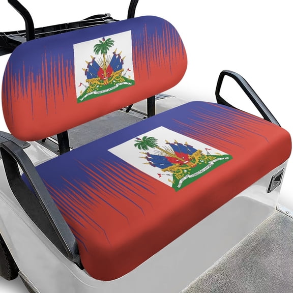 Pzuqiu 2-Piece Haiti Flag Golf Cart Seat Covers | Breathable Washable Universal Fit for Most 2-Seater Golf Carts