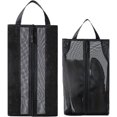 thumbnail image 1 of Water Resistant Travel Shoe Bags, Reusable & Portable Shoe Dust Bags With Zipper For Slippers, Sneakers, Golf Shoes, Featuring Translucent Design For Quick Identification (2 Pack Black), 1 of 5