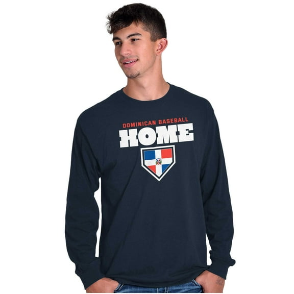 Dominican Republic Home Plate Base Long Sleeve TShirt Men Women Brisco Brands S