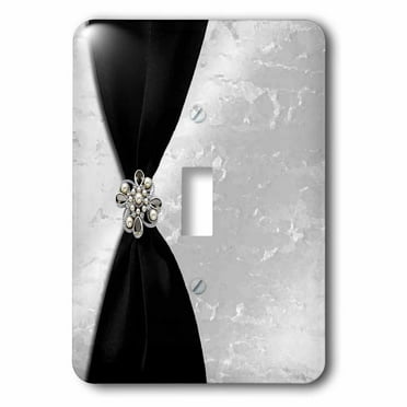 3dRose Black Satin Ribbon with Jewel on Silver - Single Toggle Switch (lsp_40322_1)
