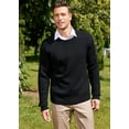 thumbnail image 4 of Kallspin Men’s Wool Blend Crew Neck Cable-Knit Pullover Sweaters (Black, 3X-Large), 4 of 8
