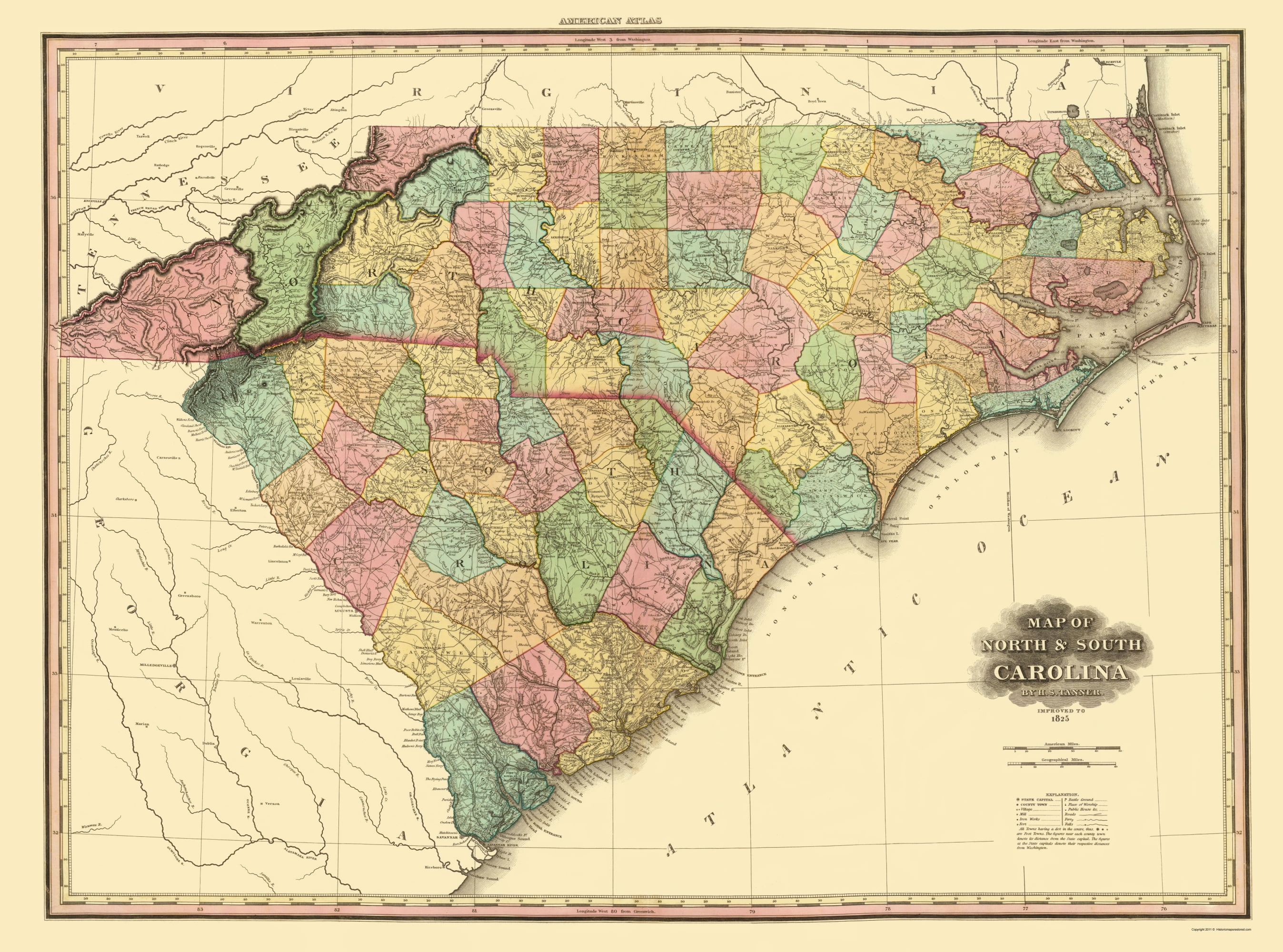 North Carolina, South Carolina - Tanner 1825 - 23 x 30.99 - Walmart.com