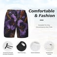 thumbnail image 3 of Naloa Ornate Purple Floral Vase Print Men Swim Trunks with Compression Liner ,Board Shorts,Men's Swim Shorts with Drawstring and Elastic Waistband-XX-Large, 3 of 6