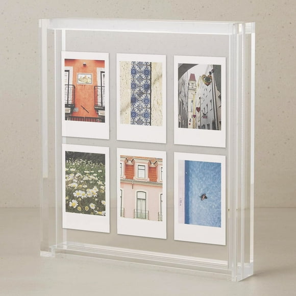 Elil Clear Polaroid Frame for Polaroid Film Fujifilm Instax Film 8.3"" x 7.6"" Collage Frame Family and Wedding Collage Picture Frames Double Glass Acrylic Floating Frame for Pressed Flowers Art