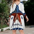 thumbnail image 2 of 4th of July Independence Day Long Sleeve Dresses For Women Vintage Elegant Party Dress Oversized V-neck Dress S-8XL, 2 of 7