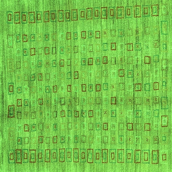 Ahgly Company Indoor Square Abstract Green Contemporary Area Rugs, 5' Square