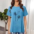 thumbnail image 4 of Askfv Women's Tunic Tops Dandelions Printed Shirt Casual Short Sleeve T Shirts Blouse Tops, 4 of 4