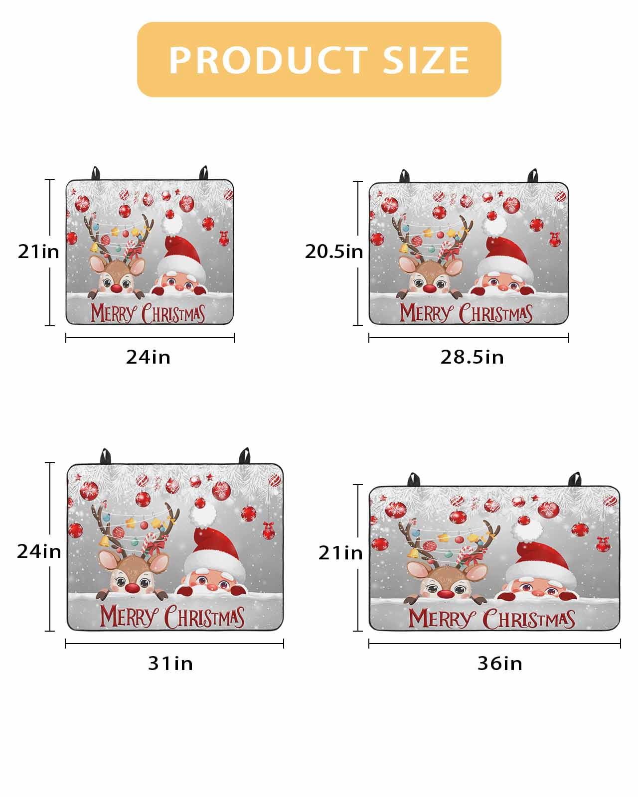 Large Induction Cooktop Protector Mat Christmas Stove Top Covers for Electric Stove, Cute Santa Claus Reindeer Red Xmas Balls Snowy Grey Decorative Stove Burner Cover Mats, Glass Top Stove Cover
