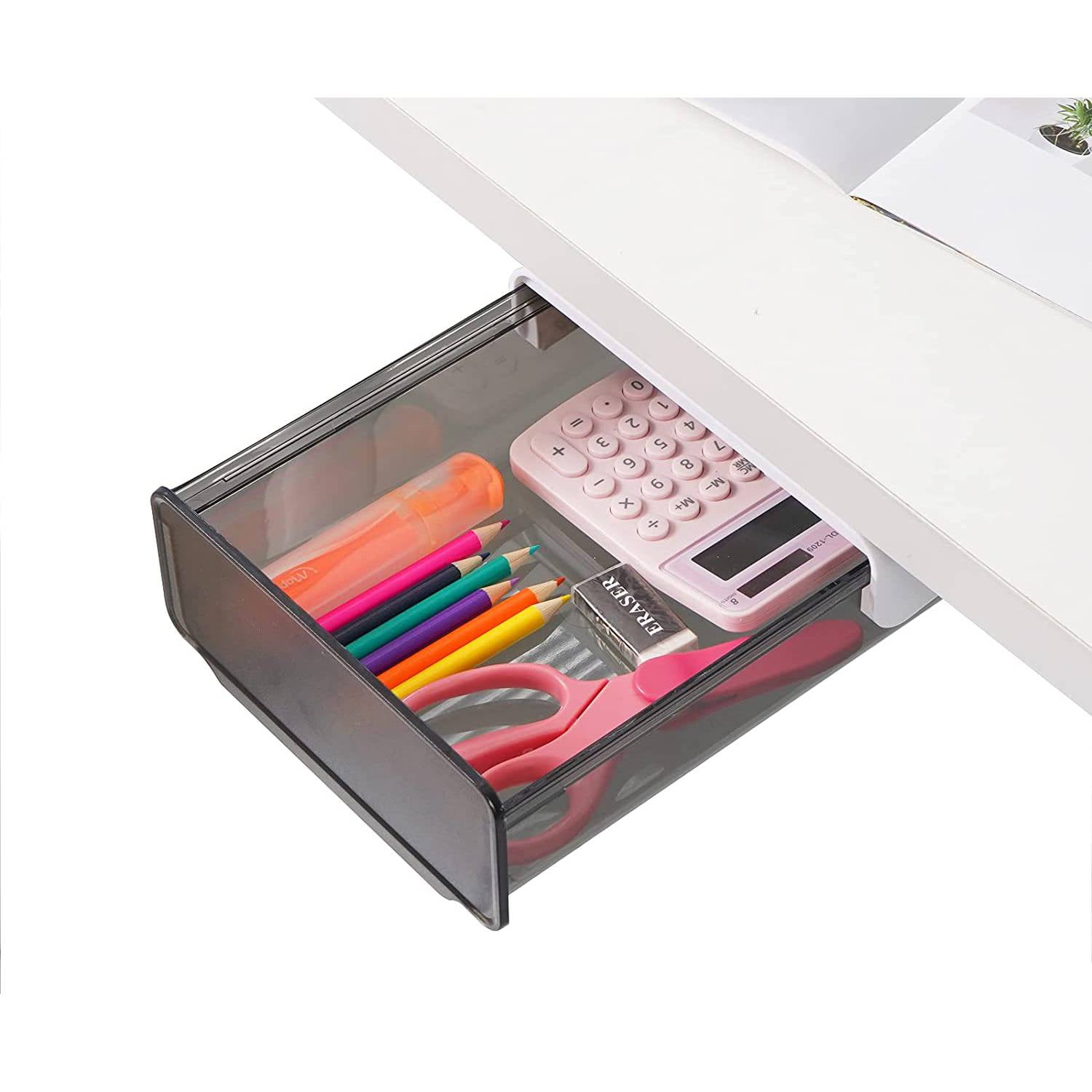 CECOLIC Under Desk Drawer Organizer, Table Hidden Slide Out Desk Drawer
