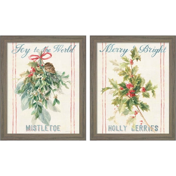 Great Art Now Floursack Holiday Bright by Danhui Nai, 2 Piece Framed Art Set Each 9"W x 11"H