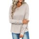 thumbnail image 1 of VISgogo - Camiseta holgada informal para mujer, color sólido, cuello redondo, manga larga, puños recortados con botones VISgogo  moda, 1 of 9