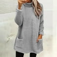 thumbnail image 2 of XIAONU Womens Sweatshirts Semi-High Neck -Lined Warm Hoodless Sweatshirt Solid Color Long Sleeve Kangaroo Pocket Baggy Pullover Tops, 2 of 6