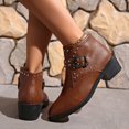 thumbnail image 4 of HWRETIE Comfortable Short-Heel Booties for Women,Boots with Low Heels to Elevate Casual Style for Spring Brown/9.5(43), 4 of 6