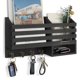 thumbnail image 1 of Soporte para llaves de pared organizador de correo con estante y cuatro ganchos resistentes cocina granja entrada vestíbulo negro, 1 of 7