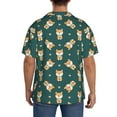thumbnail image 5 of Xecao offers the Cute Shiba for Men's Casual Short-sleeved Shirt, a button-up collared shirt with a pocket, perfect for beach vacations and yacht travel in the X-Large size., 5 of 7