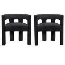 Home Square Black Boucle Fabric Accent or Dining Chair (Set of 2)