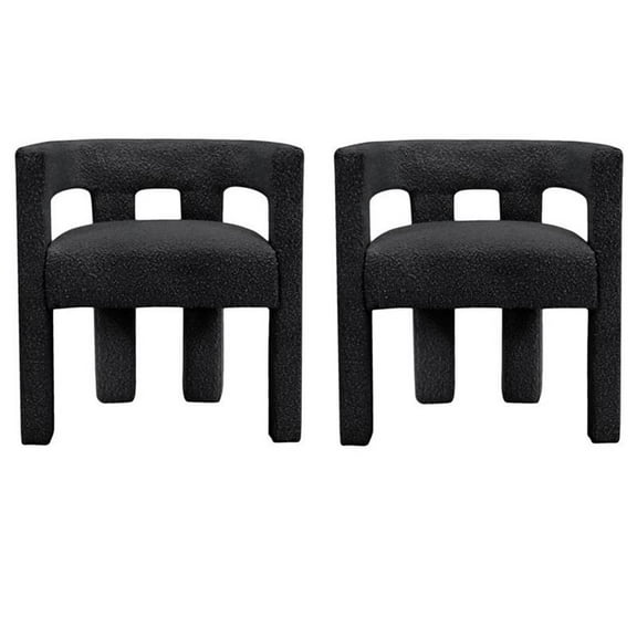 Home Square Black Boucle Fabric Accent or Dining Chair (Set of 2)