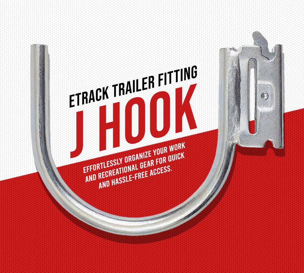 4 Pack 4.5" E-Track J Hook with ETrack Spring Fitting for Box Trucks - Steel Hanging Hook for Your ETrack Rail System - Cargo Tie Down E-Track Accessories for Enclosed Trailer, Vans & Garage