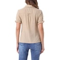 thumbnail image 3 of INSPIRAR CHIC Blusas de Algodón con Cuello Peter Pan y Botones Vintage para Mujeres Chic Color Caqui M, 3 of 5
