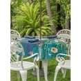 thumbnail image 3 of Outdoor Tablecloths with Umbrella Hole & Zipper, Spring Daisy Leaves Round Tablecloths 60 Inch, Vintage Watercolor Flowers Teal Wooden Waterproof Table Cloth, Patio/Pool/Picnic Table Covers, 3 of 8
