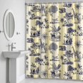 thumbnail image 5 of Forest Animal Shower Curtain for Bathroom Decor, Vintage Forest Elephant Giraffe Yellow Stripes Waterproof Fabric Shower Curtain, 54"x78" Set with 12 Hooks, 5 of 9