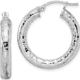 thumbnail image 1 of Sterling Silver Rhodium-Plated 4.00mm Diamond-Cut Hoop Earrings (26 X 25) Made In Mexico qe3546, 1 of 5
