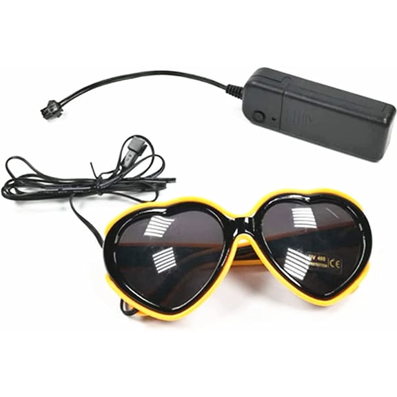 LINLIN Light Up Glasses, LED Glasses Party Glasses Heart Shaped Sunglasses Battery for Cosplay Halloween Bar Party