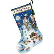 Dimensions Gold Collection "Snowman & Friends" Stocking Counted Cross Stitch Kit, 16"L