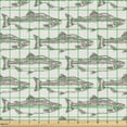 thumbnail image 2 of Ambesonne Marine Fabric by the Yard Upholstery, Hand Drawing Image of Salmon, 1 Yard, Pearl and Taupe, 2 of 5