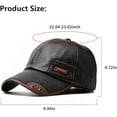 thumbnail image 2 of Leather Baseball Caps Leather Baseball Caps for Men PU Adjustable Structured Hat Winter Gift Coffee, 2 of 6