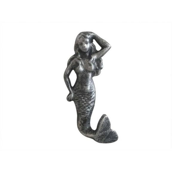 Handcrafted Model Ships K-516-silver 6 in. Antique Silver Cast Iron Mermaid Hook