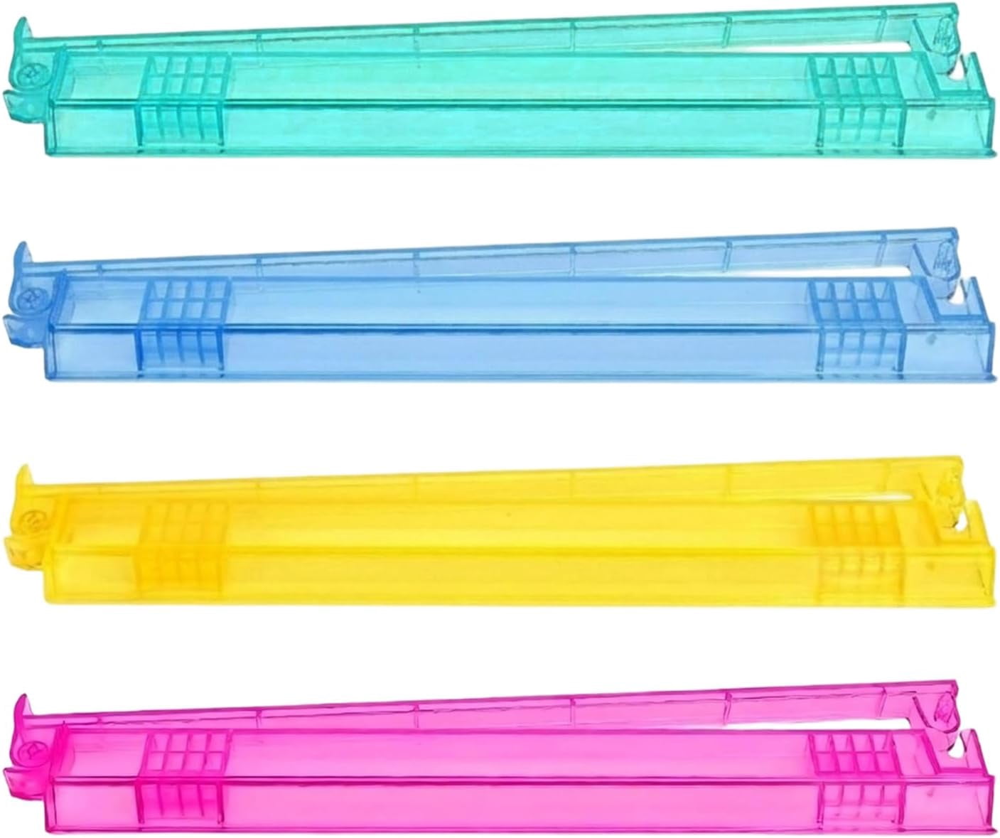 4-Pack Clear Acrylic Mahjong Racks with Pushers – Tile Holders for American Mah Jong