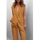 thumbnail image 3 of Conjunto PRETTYGARDEN Chaleco sin Mangas Marrón Amarillo Pantalones Palazzo Talla M, 3 of 7