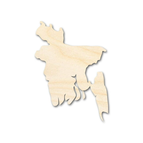 Unfinished Wood Bangladesh Country Shape - South Asia Craft - up to 46" DIY 16" / 1/2"