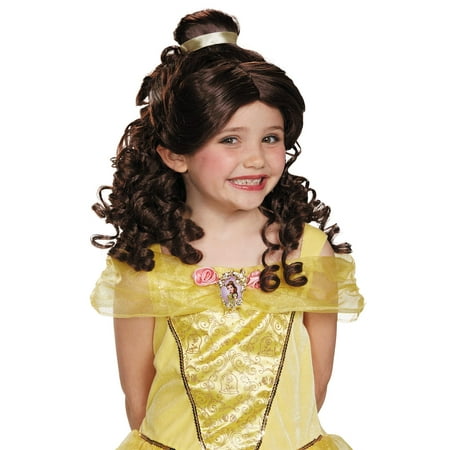 Disney Princess Beauty The Beast Belle Brown Halloween Costume Wig  for Child